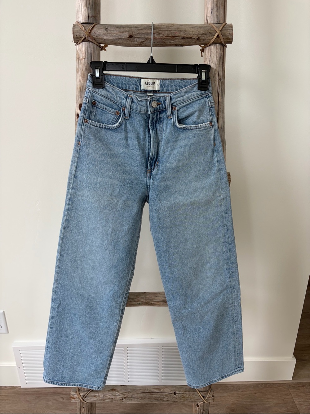 Agolde light wash straight leg slim jean